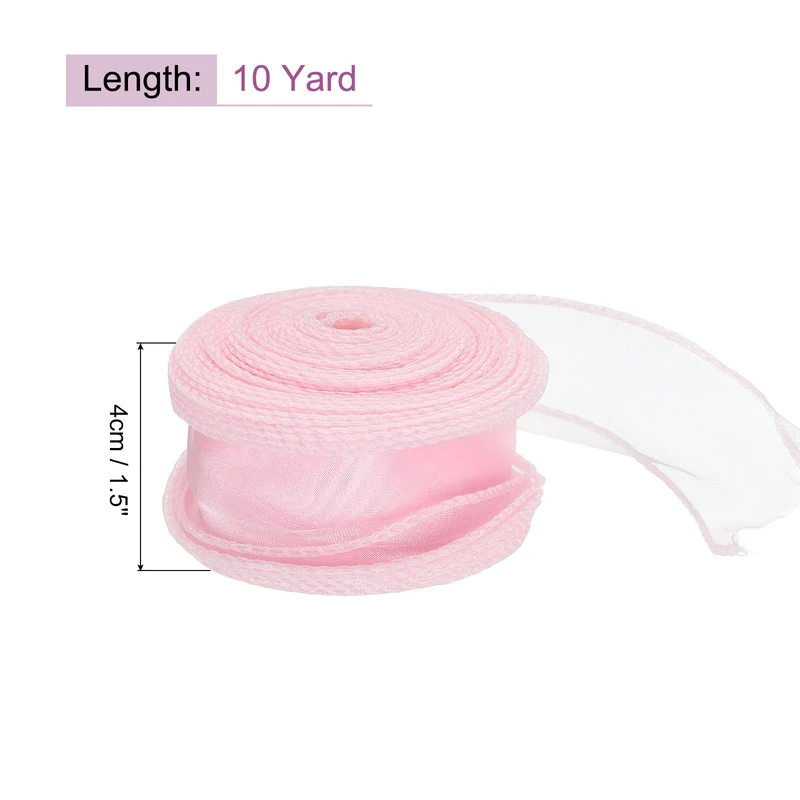 1 1/2 in 10 Yd Iridescent Sheer Organza Ribbon Water Pink