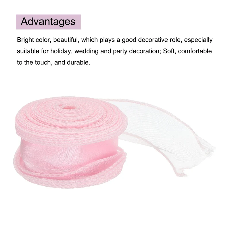 1 1/2 in 10 Yd Iridescent Sheer Organza Ribbon Water Pink