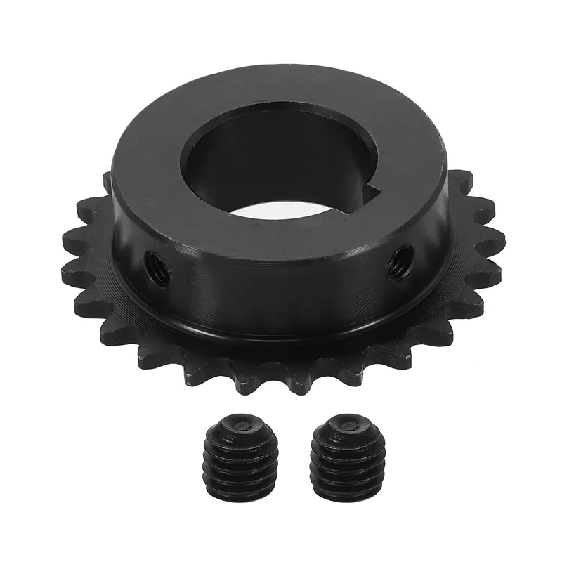 #25 Chain Roller Sprocket 22mm Bore, 25 Tooth with 6x2.8mm Keyway, Black