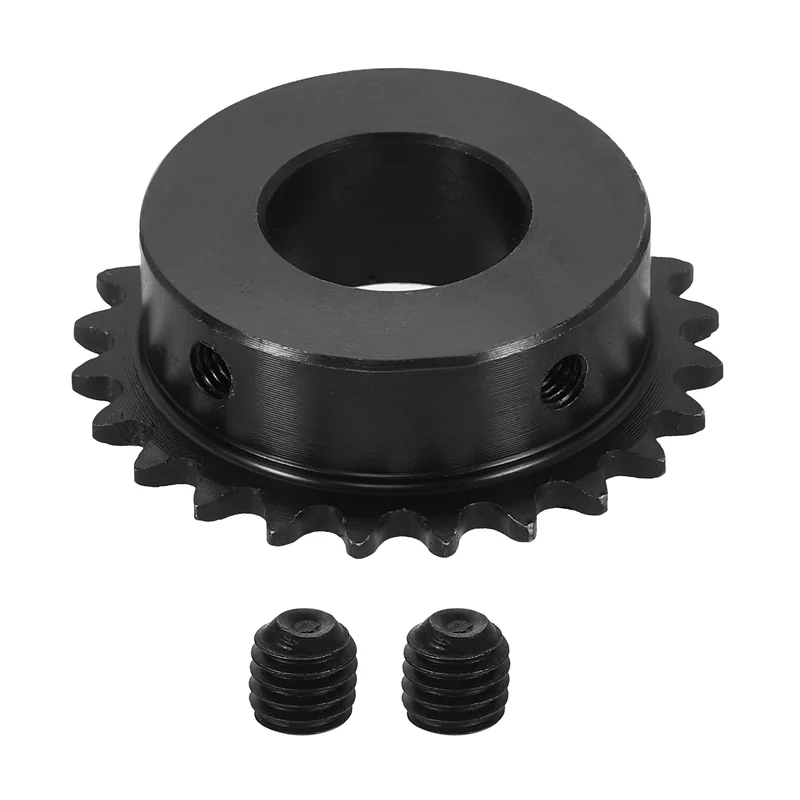 #25 Chain Roller Sprocket 20mm Bore, 24 Tooth with Set Screws, Black