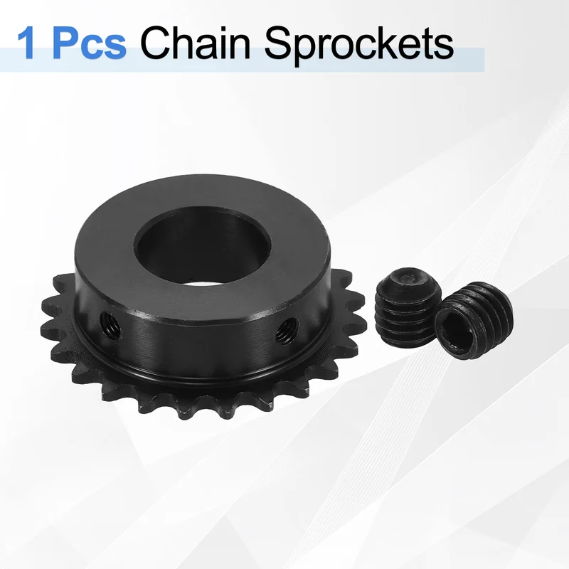 #25 Chain Roller Sprocket 20mm Bore, 24 Tooth with Set Screws, Black