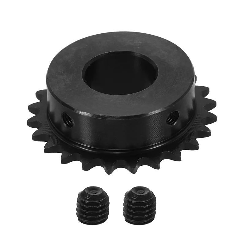 #25 Chain Roller Sprocket 19mm Bore, 24 Tooth with Set Screws, Black