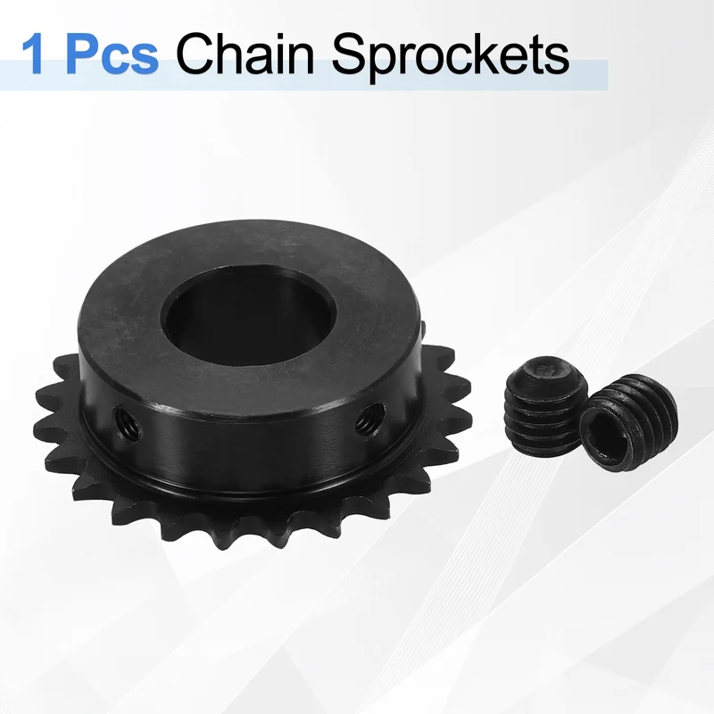 #25 Chain Roller Sprocket 19mm Bore, 24 Tooth with Set Screws, Black