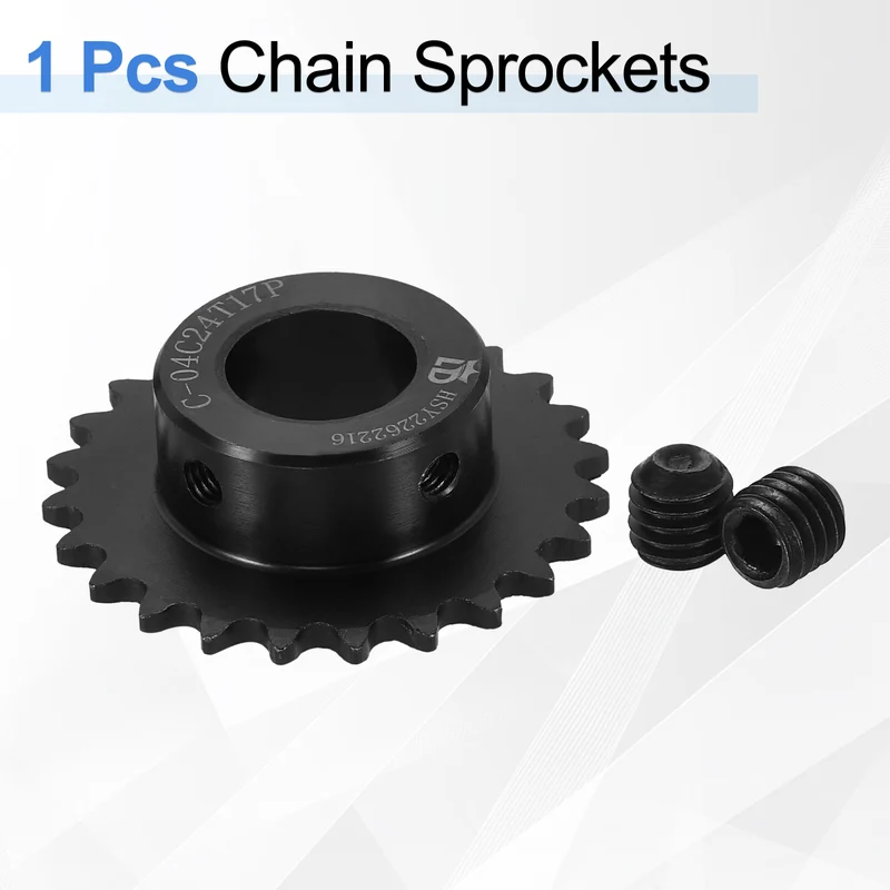 #25 Chain Roller Sprocket 17mm Bore, 24 Tooth with Set Screws, Black