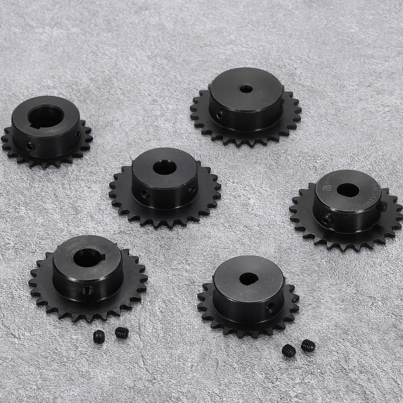 #25 Chain Roller Sprocket 17mm Bore, 24 Tooth with Set Screws, Black