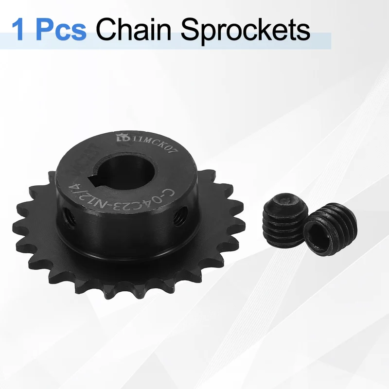 #25 Chain Roller Sprocket 12mm Bore, 23 Tooth with 4x1.8mm Keyway, Black