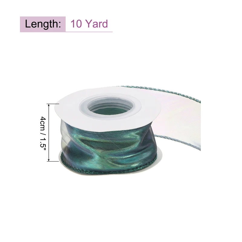 1 1/2 Inch 10Yard Sheer Organza Ribbon Shimmer Chiffon Tulle Ribbons White
