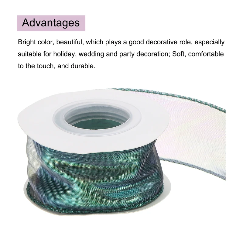 1 1/2 Inch 10Yard Sheer Organza Ribbon Shimmer Chiffon Tulle Ribbons White