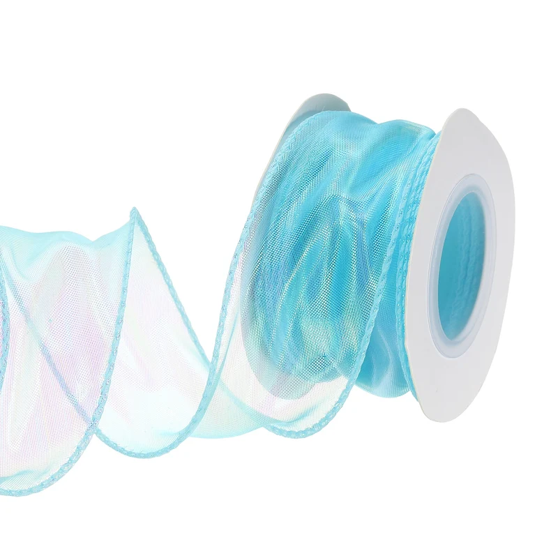 1 1/2 Inch 10Yard Sheer Organza Ribbon Shimmer Chiffon Tulle Ribbons White