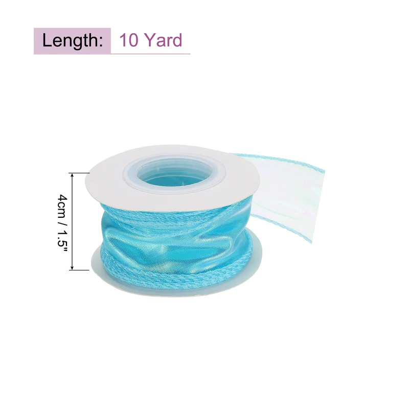 1 1/2 Inch 10Yard Sheer Organza Ribbon Shimmer Chiffon Tulle Ribbons White