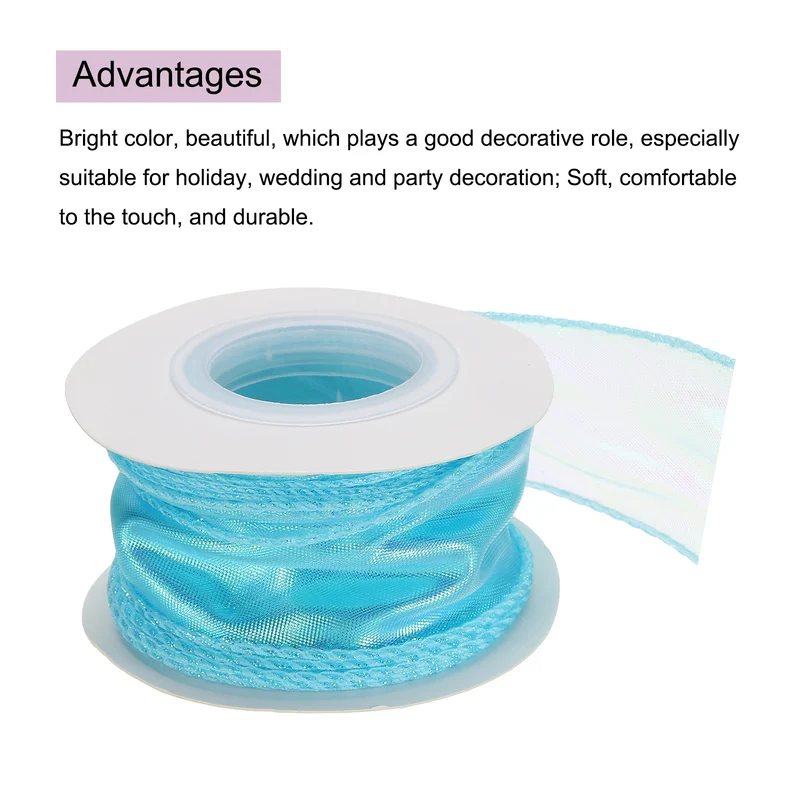 1 1/2 Inch 10Yard Sheer Organza Ribbon Shimmer Chiffon Tulle Ribbons White