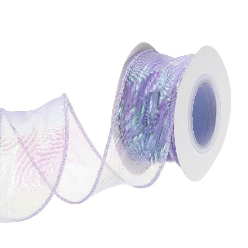 1 1/2 Inch 10Yard Sheer Organza Ribbon Shimmer Chiffon Tulle Ribbons Purple