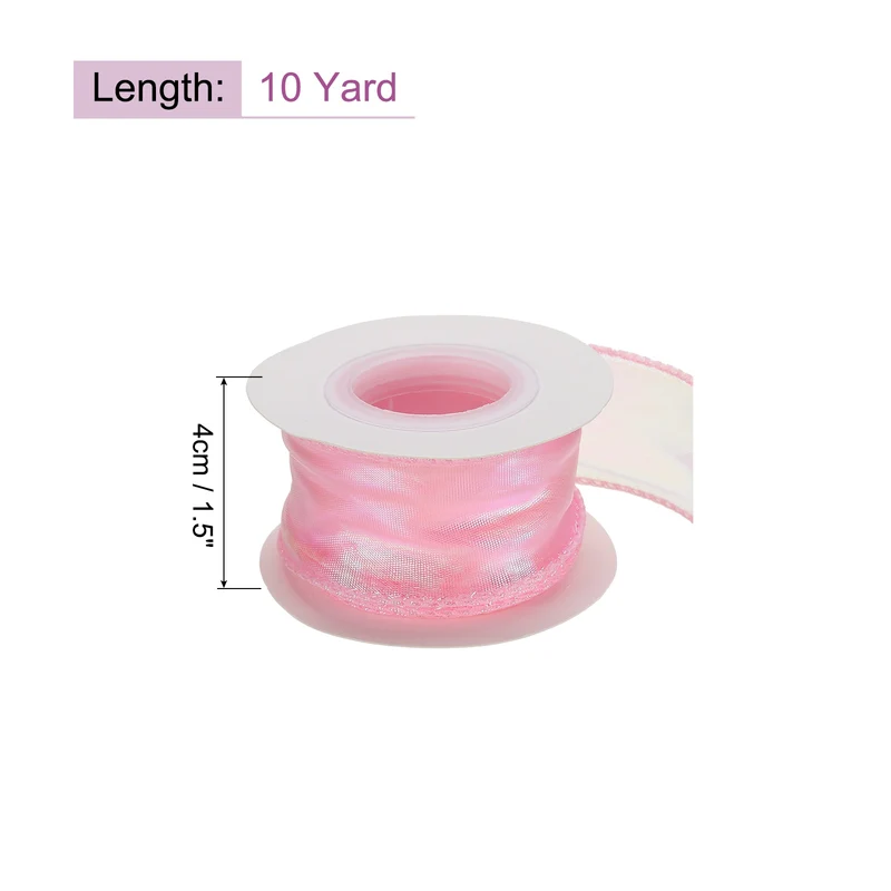 1 1/2 Inch 10Yard Sheer Organza Ribbon Shimmer Chiffon Tulle Ribbons Light Pink