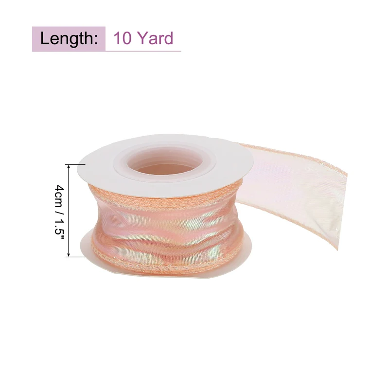 1 1/2 Inch 10Yard Sheer Organza Ribbon Shimmer Chiffon Tulle Ribbons Pink