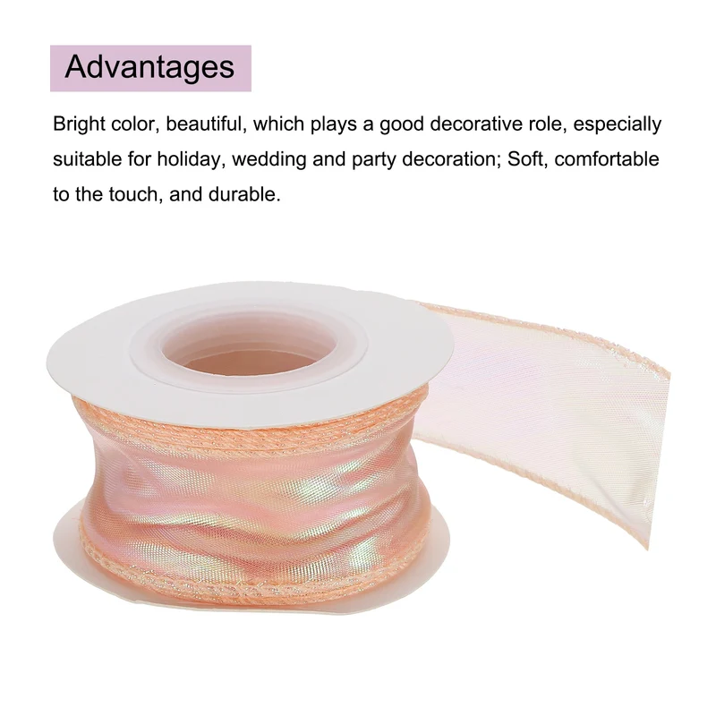 1 1/2 Inch 10Yard Sheer Organza Ribbon Shimmer Chiffon Tulle Ribbons Pink