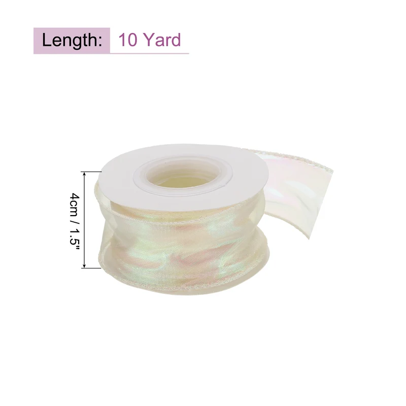 1 1/2 Inch 10Yard Sheer Organza Ribbon Shimmer Chiffon Tulle Ribbons Yellow
