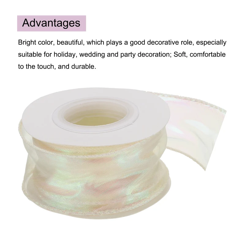 1 1/2 Inch 10Yard Sheer Organza Ribbon Shimmer Chiffon Tulle Ribbons Yellow