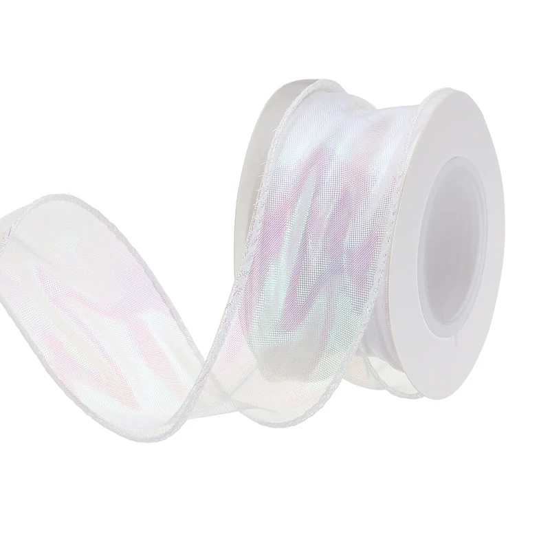 1 1/2 Inch 10Yard Sheer Organza Ribbon Shimmer Chiffon Tulle Ribbons White
