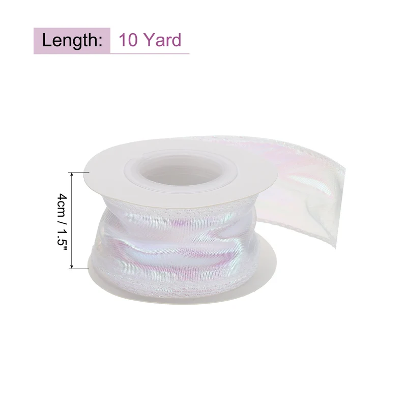 1 1/2 Inch 10Yard Sheer Organza Ribbon Shimmer Chiffon Tulle Ribbons White