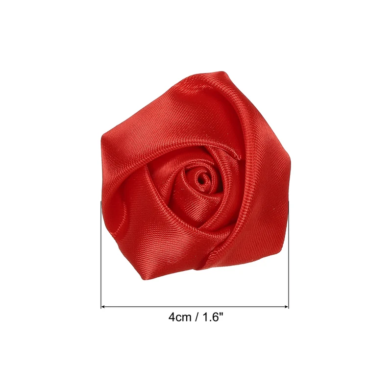50Pcs Artificial Flowers Roses Heads Satin Rose Fabric Flowers Red