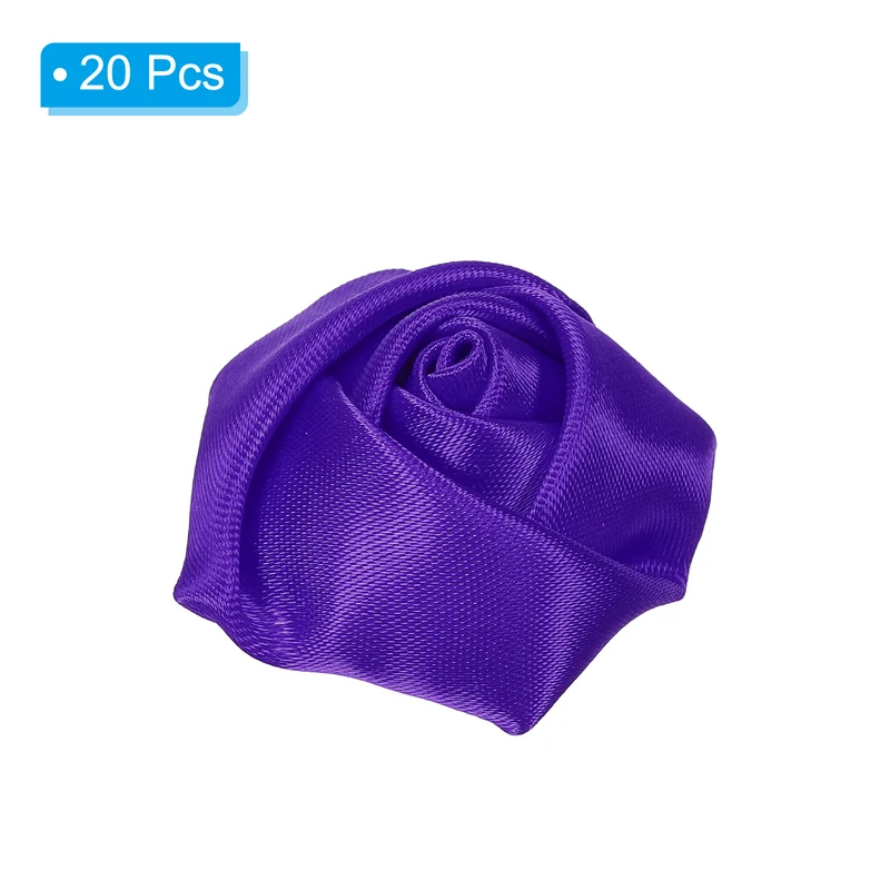 20Pcs Artificial Flowers Roses Heads Satin Rose Fabric Flowers Purple