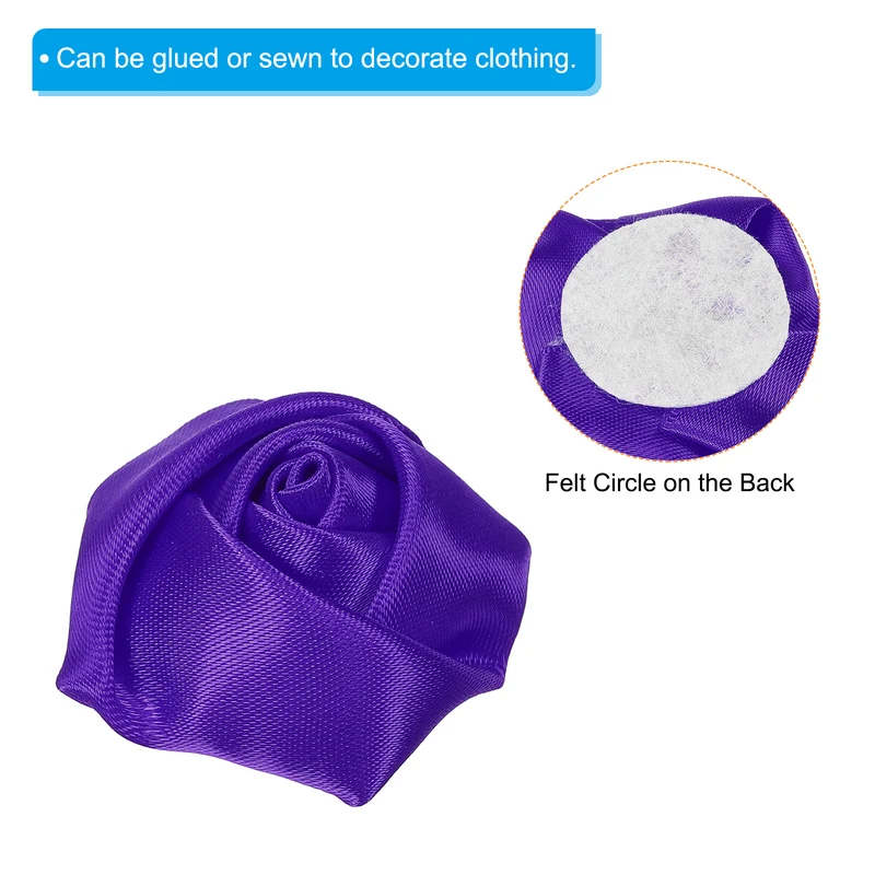 20Pcs Artificial Flowers Roses Heads Satin Rose Fabric Flowers Purple
