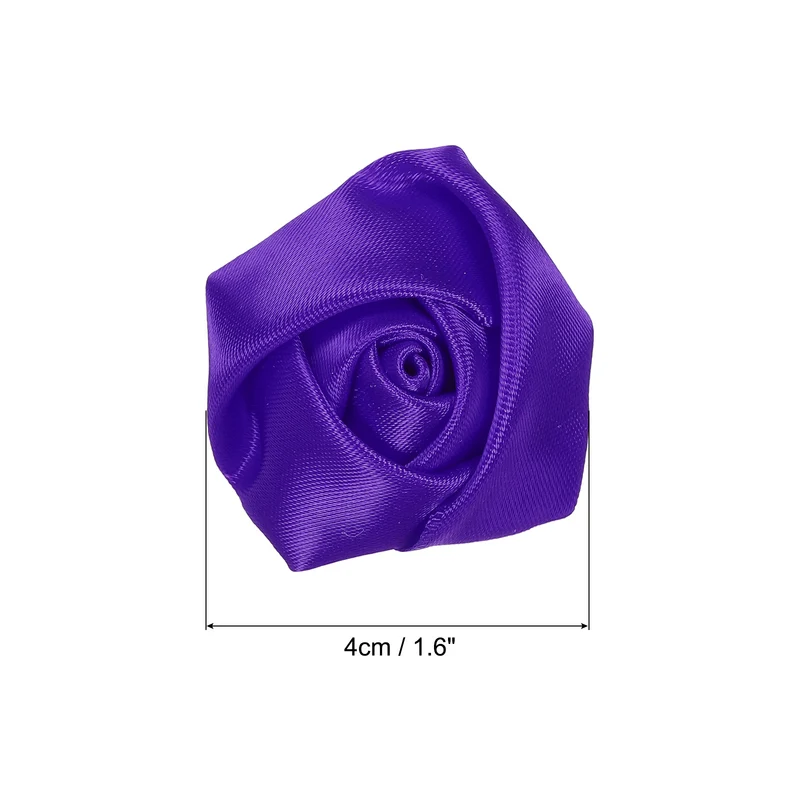 50Pcs Artificial Flowers Roses Heads Satin Rose Fabric Flowers Purple