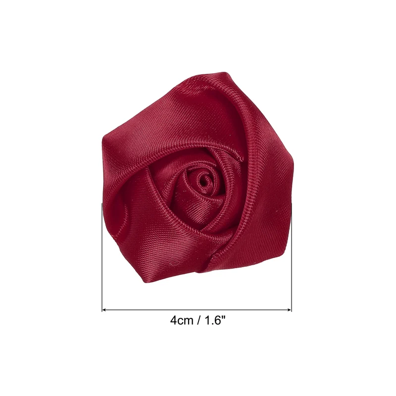 30Pcs Artificial Flowers Roses Heads Satin Rose Fabric Flowers Burgundy