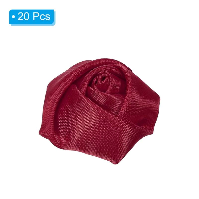 20Pcs Artificial Flowers Roses Heads Satin Rose Fabric Flowers Burgundy