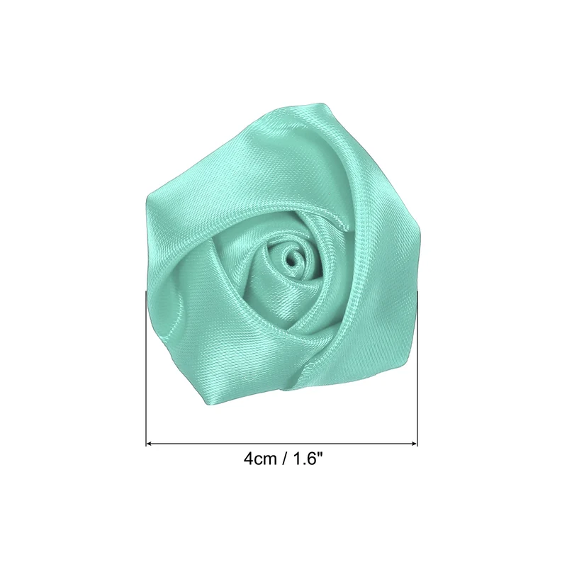 50Pcs Artificial Flowers Roses Heads Satin Rose Fabric Flowers Light Green