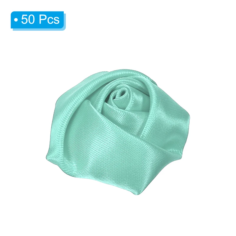 50Pcs Artificial Flowers Roses Heads Satin Rose Fabric Flowers Light Green