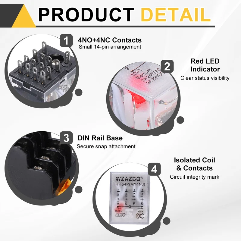 2Set AC12V Relay 14 Pin 3A DIN Rail Electromagnetic Power Relay