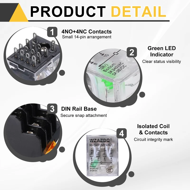 2Set DC110V Relay 14 Pin 3A DIN Rail Electromagnetic Power Relay