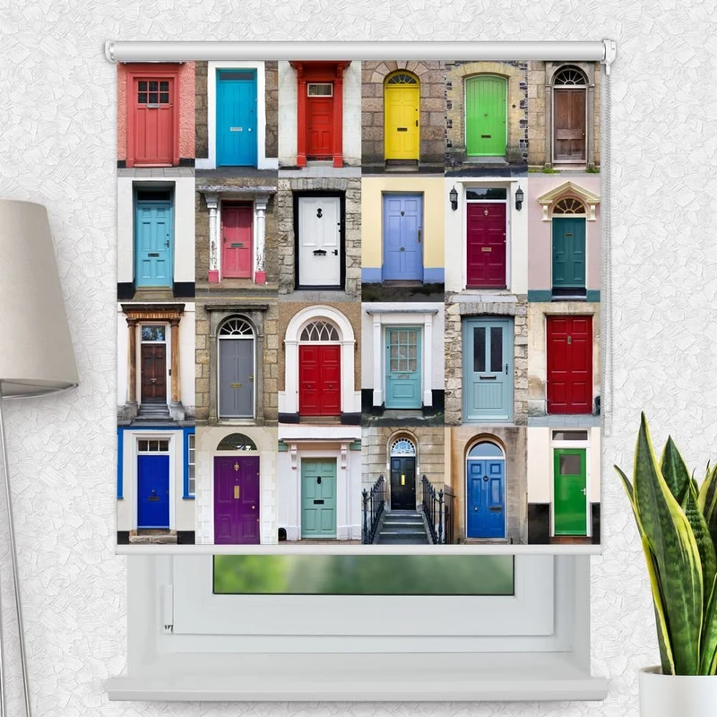 Motivrollo 'Bunte Tueren Collage' | Bis B 430 x H 440 cm