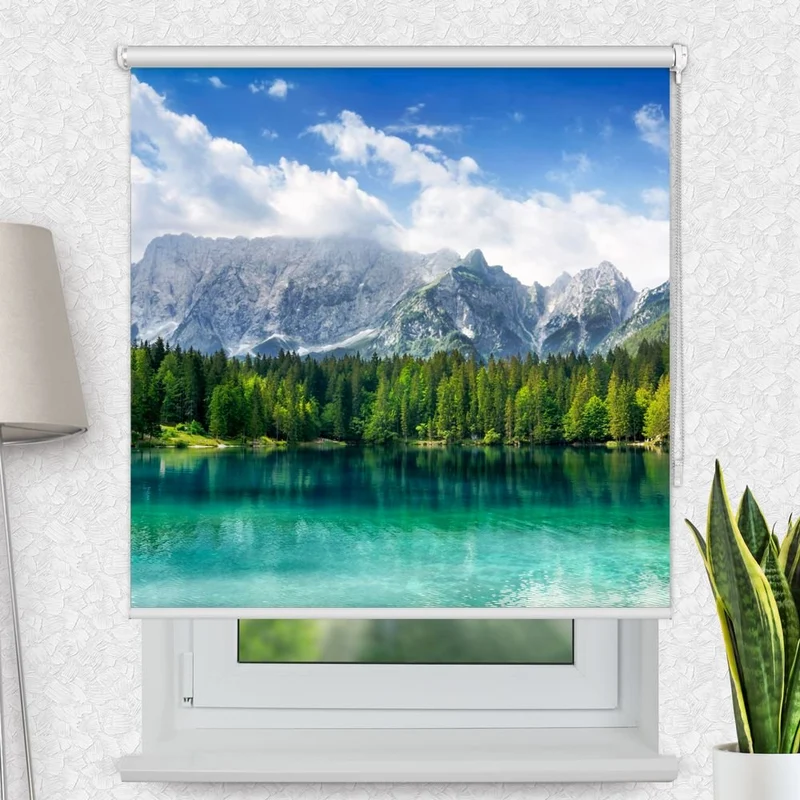 Motivrollo 'Waldsee In Den Bergen' | Bis B 430 x H 440 cm
