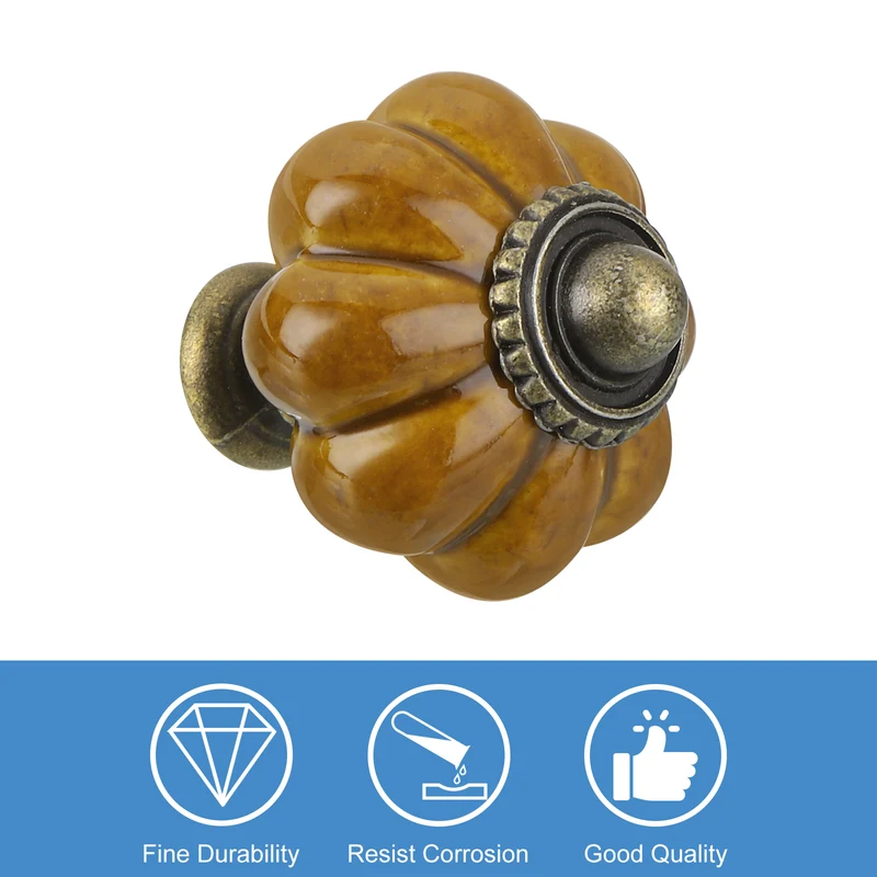 10pcs Brown Pumpkin Knobs Vintage Drawer Pulls with 10 Screws Ceramic