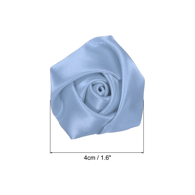 20Pcs Artificial Flowers Roses Heads Satin Rose Fabric Flowers Light Blue