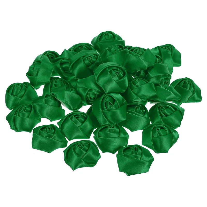 20Pcs Artificial Flowers Roses Heads Satin Rose Fabric Flowers Green