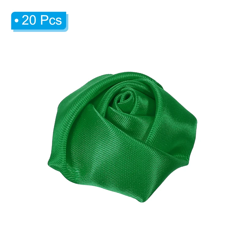 20Pcs Artificial Flowers Roses Heads Satin Rose Fabric Flowers Green