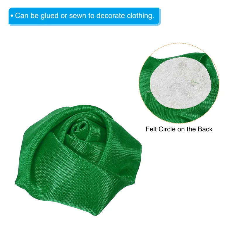 20Pcs Artificial Flowers Roses Heads Satin Rose Fabric Flowers Green