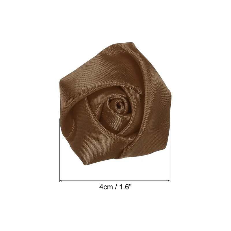 50Pcs Artificial Flowers Roses Heads Satin Rose Fabric Flowers Brown