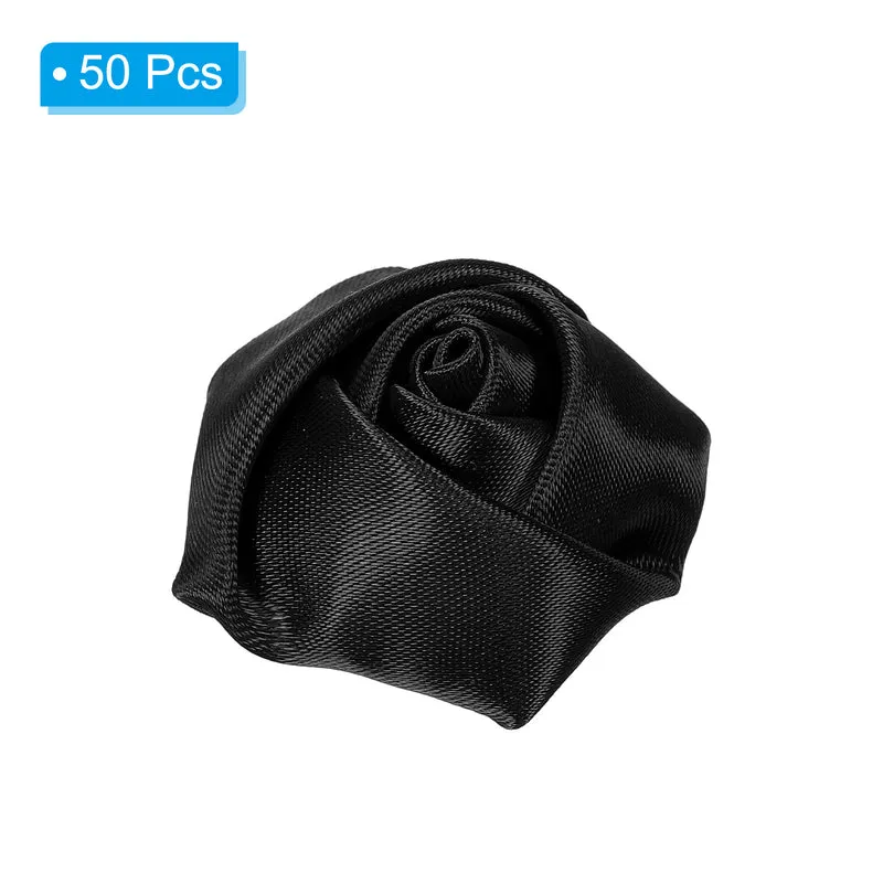 50Pcs Artificial Flowers Roses Heads Satin Rose Fabric Flowers Black