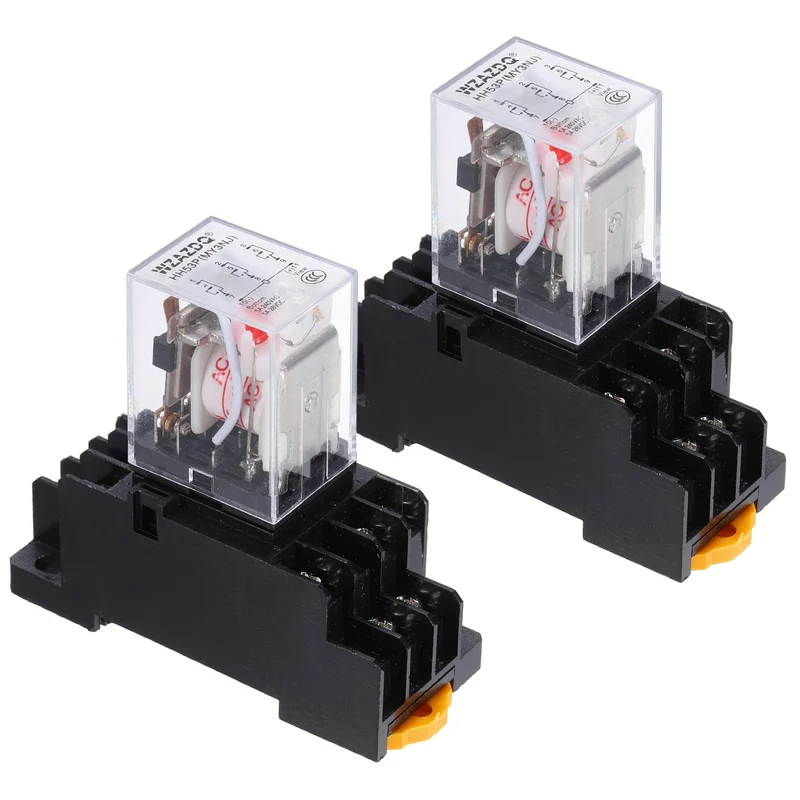 2Set AC12V Relay 11 Pin 5A DIN Rail Electromagnetic Power Relay
