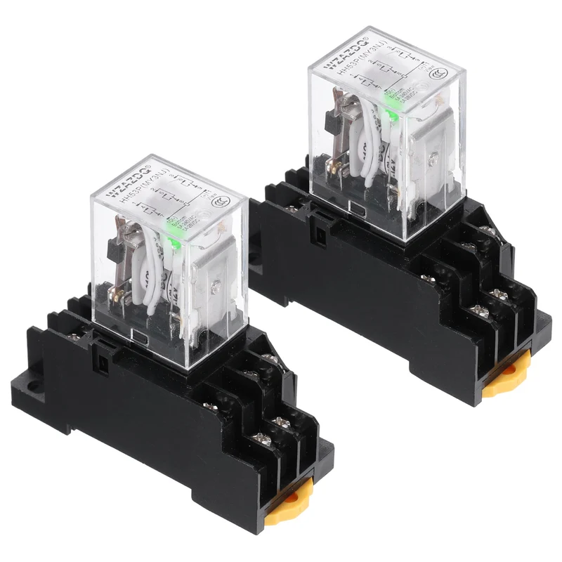 2Set DC12V Relay 11 Pin 5A DIN Rail Electromagnetic Power Relay