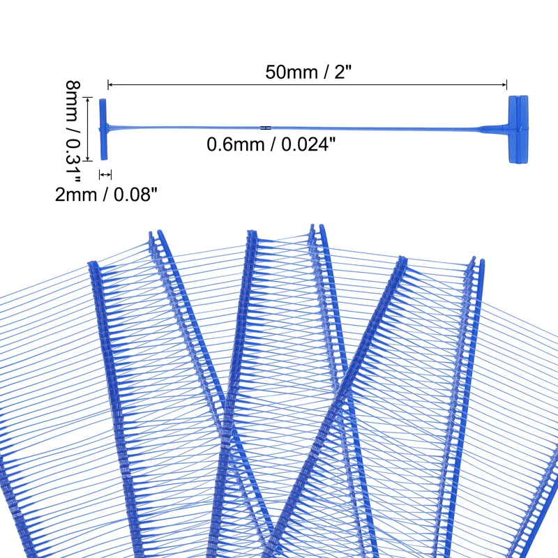 2000pcs 50mm Tagging Fasteners Clothing Tag Barbs Attachments Price Tags Blue