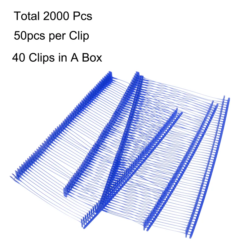 2000pcs 50mm Tagging Fasteners Clothing Tag Barbs Attachments Price Tags Blue