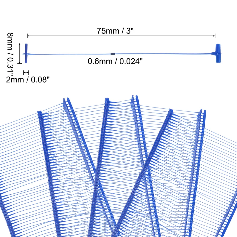 1000pcs 75mm Tagging Fasteners Clothing Tag Barbs Attachments Price Tags Blue