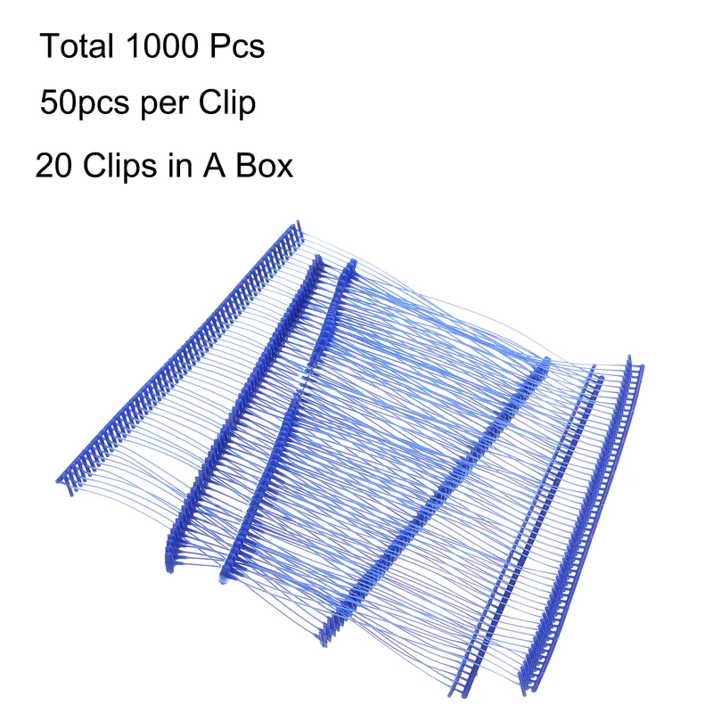 1000pcs 75mm Tagging Fasteners Clothing Tag Barbs Attachments Price Tags Blue