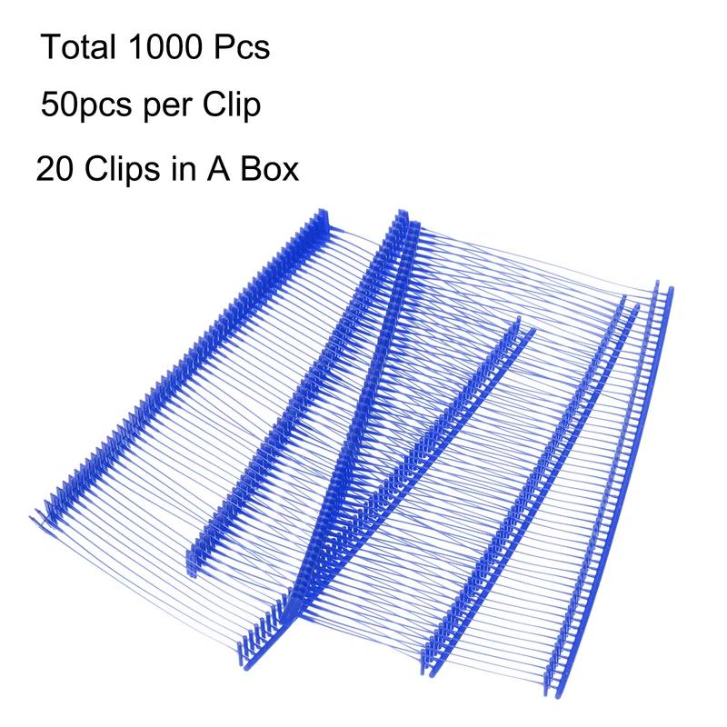 1000pcs 50mm Tagging Fasteners Clothing Tag Barbs Attachments Price Tags Blue