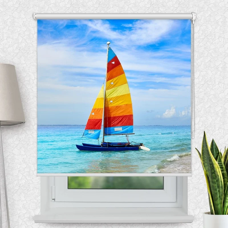 Motivrollo 'Meer Segelboot' | Bis B 430 x H 440 cm